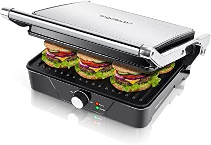 Aigostar Panini Sandwich Press, 2000W High Power Toastie Maker, Non-Stick Coated Plates for Whole Family, 180° Flat Open, Stainless Steel, Temperature Controller, Removable Drip Tray - Samson 30MAZ. : AmazonSmile: Home & Kitchen Pressed Sandwiches, Reuben Sandwich Classic, Sandwich Press, Panini Grill, Panini Maker, Pressed Sandwich, Grill Sandwich, Panini Sandwich, Panini Press