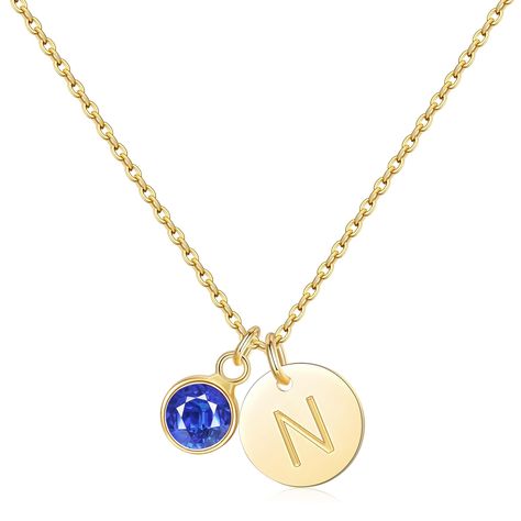 PRICES MAY VARY. DAINTY BIRTHSTONE NECKLACE:Look no further than our Minimalist Birthstone Letter Necklace! This womens gold necklace combined with birthstone charm and capital letter pendant, making it the perfect personalized piece for any fashion-forward women. And with its dainty design, it's easy enough to layer with your other favorite necklaces! 14K GOLD PLATED NECKLACE:Our Gold Initial Necklace Plated with 14K Gold,A Better Color Retention Effect,Which Make It Non Tarnish and No Fade.Mad Gold Birthstone Necklace, Initial Birthstone Necklace, Necklace For Women Gold, M Necklace, Gold Initial Necklace, Pendant Making, Initial Necklace Gold, Jewelry Birthday, Cz Pendant