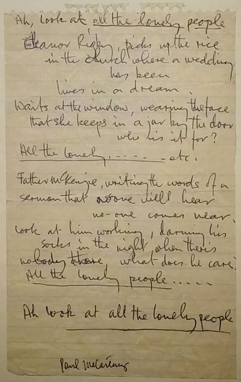 Handwritten Lyrics, Beatles Lyrics, Eleanor Rigby, Guitar Lessons Songs, Lennon And Mccartney, Beatles Songs, Music Station, Guitar Tips, The Fab Four