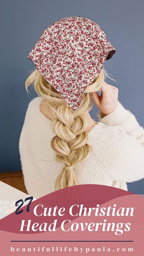 Looking for some new cute Christian head covering styles? Check out this list of the cutest affordable modest head covering styles for women out there! Cute Head Covering Ideas, Womens Head Coverings, Cute Headcoverings, Hair Cover Ideas, Christian Head Covering Outfit, Hair Coverings Christian, How To Wear A Head Covering, Head Covering Hairstyles, Diy Head Covering