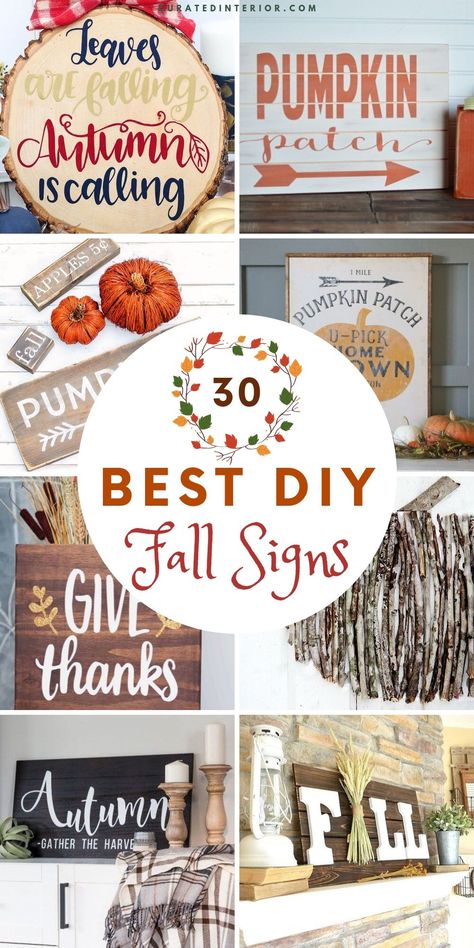 30 Best DIY Fall Signs You Can Make for Your Home! Fall Signs Cricut, Diy Fall Board Sign, Diy Fall Signs Craft Ideas, Fall Signs Wooden, Diy Fall Signs, Diy Fall Pallet Signs, Fall Wall Signs Diy, Fall Signs Wooden Diy, Fall Phrases For Signs