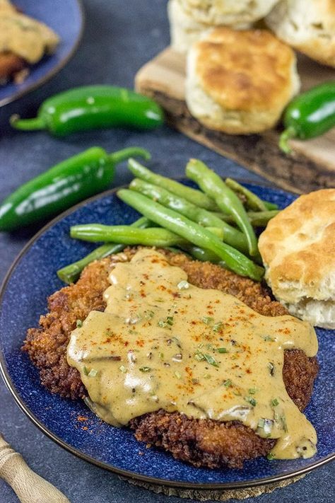 Beef Cubed Steak, Jalapeno Bacon, Chicken Fried Steak Recipe, Bacon Gravy, Country Fried Steak, Chicken Ideas, Stuffed Jalapenos With Bacon, Fried Steak, Chicken Fried Steak