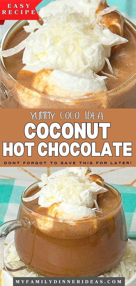 Coconut Hot Chocolate Coconut Kisses, Crockpot Drinks, Cozy Hot Drinks, Hot Cocoa Recipes, Coconut Hot Chocolate, Energizing Smoothies, Hearty Breakfasts, Clean Desserts, Clean Dessert