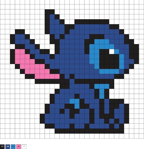 Pixel Art Pattern Stitch, Stitch Disney Pixel Art, Drawing On Square Paper, Perler Bead Patterns Stitch, Cute Anime Pixel Art, Disney Pixel Art Grid, Perler Beads Ideas Pattern, Pixel Art Pattern Ideas, Pixel Art Cartoon Characters