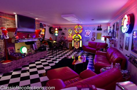 Retro Basement, Basement Games, Retro Games Room, Arcade Room, Hangout Room, Neon Box, Chill Room, Retro Room, Basement Bar