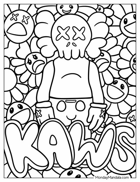 20 KAWS Coloring Pages (Free PDF Printables) Pics To Color For Adults, Cute Printables Free, Kaws Printables, Drawing Ideas To Print, Movie Night Coloring Page, Colouring In Pages For Adults, Goodnotes Coloring Pages, Tiktok Coloring Pages, Coloring Papers Printable