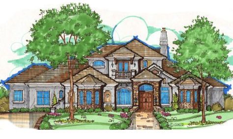 HousePlans.com 135-207 Building Blueprints, French Country House Plans, European House Plans, Mansion Floor Plan, European Style House, European House Plan, Monster House Plans, Mediterranean Style Homes, European Home