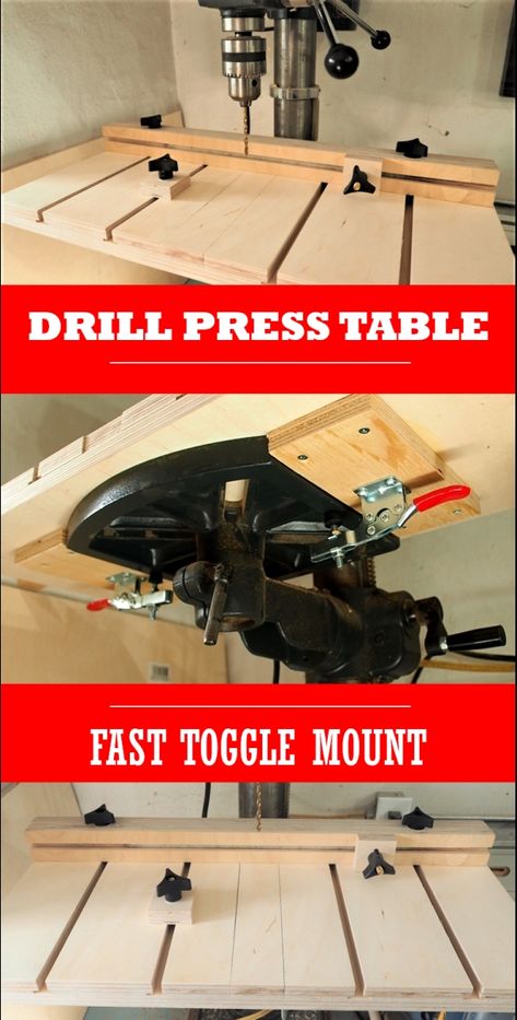 Build a Drill Press Table | DIY Montreal Press Table, Woodworking Jigsaw, Drill Press Table, Table Woodworking, Woodworking School, Woodworking Jig, Woodworking Patterns, Woodworking Classes, Woodworking Workbench