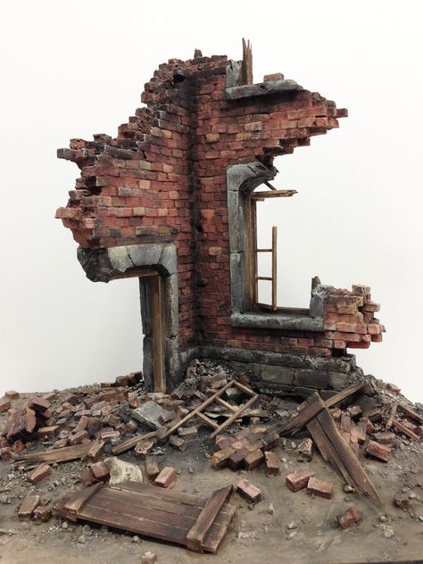 Destroyed Building, 40k Terrain, Wargaming Terrain, Military Diorama, Environment Design, Environment Concept Art, Metal Artwork, Collage Art, Game Art