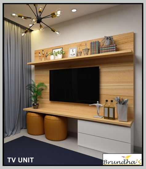 Movable Tv Unit, Tv Desk, False Wall, Tv Unit Decor, Living Room Tv Unit Designs, Living Room Tv Unit, Tv Units, Tv Unit Design, Small Room