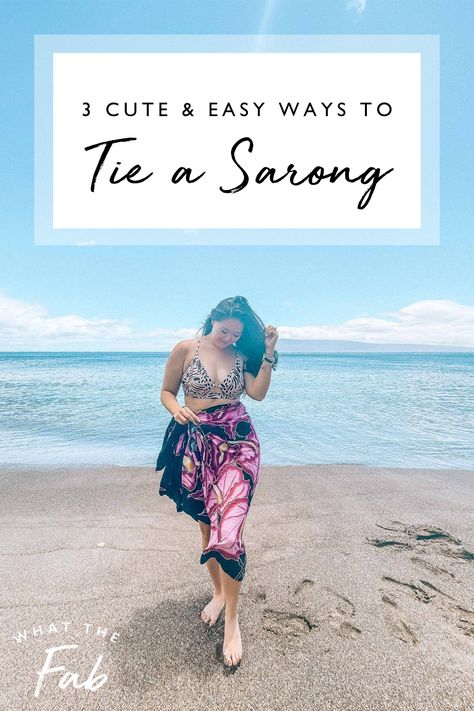 Whenever I’m on a tropical beach vacay, I always bring a sarong with me. It’s such an easy, versatile beach cover-up that you can wear multiple ways. I share how to tie a sarong in three different ways (besides just as a wrap skirt, which is cute and easy too!). What The Fab Sarongs Beach Cover Up, How To Tie A Sarong Cover Up, How To Wear Sarong Wraps, How To Wear A Sarong, Beach Sarong Outfit, Sarong Outfit, How To Tie A Sarong, Tropical Vacations, Wanderlust Photography