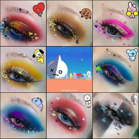 Kpop Makeup Looks, Bt21 Makeup, Anime Inspired Makeup, Makeup Bts, Makeup Egirl, Bts Makeup, Concert Makeup, Face Art Makeup, Makeup Package