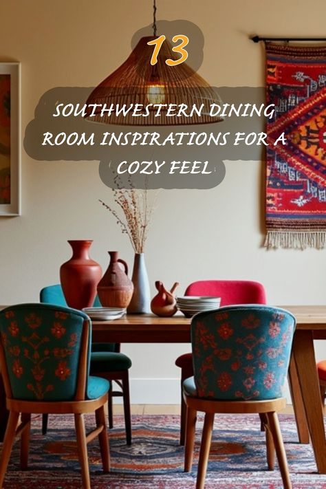 Step into my world of cozy dining spaces! This collection showcases 13 stunning Southwestern dining room inspirations that bring warmth and vibrancy into any home. I love how the unique patterns and earthy color palettes create an inviting atmosphere, perfect for gatherings with family and friends. Whether it's the rich textures or the rustic decor, there's so much to love about these designs! Desert Dining Room, Southwest Dining Room, Southwestern Dining Room, Blue Dinning Room, Arizona Interior Design, Hollywood Regency Bedroom, Dining Room Design Ideas, Boho Dining Room, Interior Design Dining Room