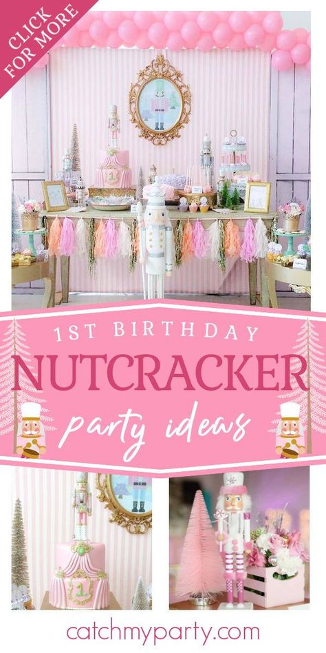 Nutcracker Ballet Birthday Party, Nutcracker Ballet Party, Nutcracker Christmas Party, Nutcracker Birthday, Nutcracker Party, Ballet Birthday Party, First Bday, Christmas Tea Party, Themed 1st Birthday