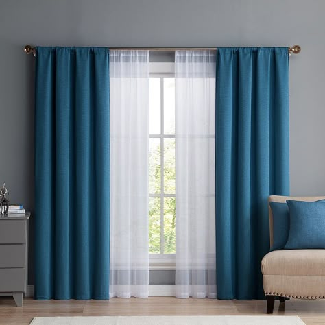 Vcny 6-piece Diana Window Curtain & Throw Pillow Set, Curtains Living Room Modern, Throw Pillow Set, Curtain Styles, Plain Curtains, Room Decor Curtains, Living Room Decor Curtains, Blue Curtains, Stylish Curtains, Modern Curtains