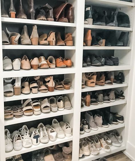 Garage Shoe Storage Ideas, Garage Shoe, Garage Shoe Storage, Wall Shoe Storage, Garage Entry Door, Old Bookshelves, Built In Lockers, Shoe Storage Ideas, Free Standing Shelves