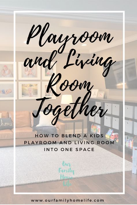 Play Area And Living Room, Small Family Playroom Combo, Playroom Space In Living Room, Playroom In Small Living Room, Combined Living Room And Playroom, Large Living Room With Play Area, Playroom And Living Room Ideas, Playroom Living Room Combo Small Spaces, Small Snug Playroom Ideas