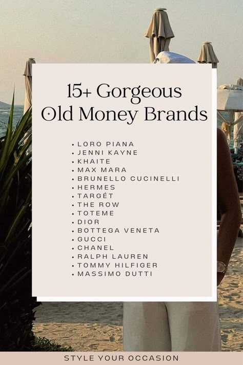 See 15+ old money women’s fashion brands for effortless chic style (+ which ones are actually affordable!). (quiet luxury style, fall fashion, old money outfit women, old money style, chic outfits, classy outfits, winter fashion outfits) Branded Clothes Aesthetic, Quiet Luxury Style Fashion, Quite Luxury Brand, Old Money Fashion Style Women, Old Money Fashion Brands, Old Money Style With Jeans, Luxury Brands Clothes, Affordable Luxury Brands, Old Money Affordable Brands