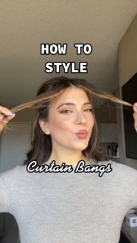 Curtan Bang Styling, Curtain Bangs Zopf, How To Style Curtain Bangs, Hairstylist Post, Styling Curtain Bangs, How To Style Bangs, Hair Length, Curtain Bangs, Face Framing