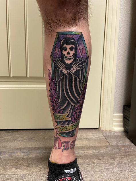 American Traditional Misfits Tattoo, Misfits Tattoo, Rock N Roll Tattoo, Tattoos 2024, Horror Tattoos, Japanese Tattoos, Human Canvas, Traditional Tattoos, Dark Tattoo