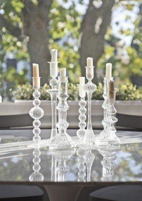 Colored Glass Candlesticks - Ideas on Foter Clear Candles, Fireplace Mantle Decor, Reception Table Decorations, Silver Christmas Decorations, Cupcake Stands, Marriage Decoration, London Home, Silver Linings, Rv Accessories