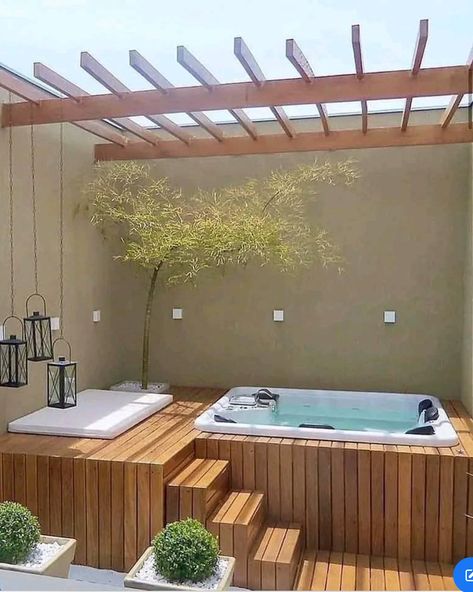 Whirpool Outdoor, Kleiner Pool Design, Hot Tub Landscaping, Kolam Koi, Hot Tub Patio, Hot Tub Deck, Hot Tub Backyard, Rooftop Design, Hot Tub Garden