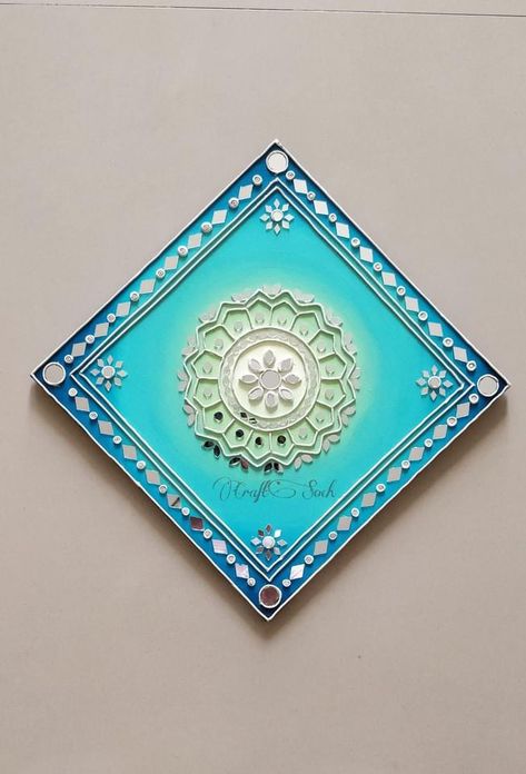 Square Board Lippan Art, Blue Lippan Art, Lippan Art On Square Board, Lippin Art, Lippan Mirror, Lippan Art Work, Mud Mirror Work, Mud Mirror Art, Lippan Kaam