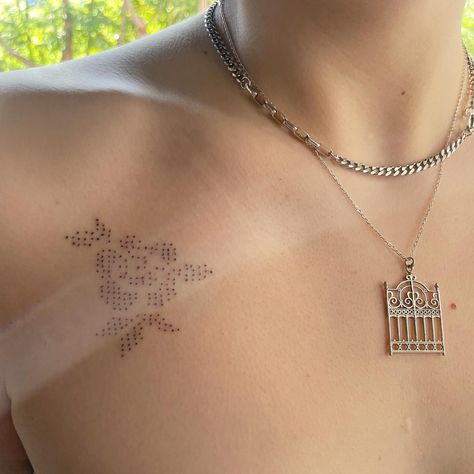 Stick N Poke Placement, Faded Stick And Poke, Hidden Name Tattoo Ideas, Name Tattoo Placement, Stuck And Poke Tattoo Ideas, Stuck N Poke Tattoo Ideas, Stick Amd Poke Tattoo Ideas, Grandfather Tattoo, Dots To Lines