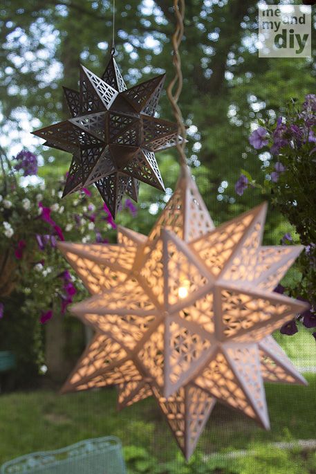 Mindblowingly Beautiful Star Shaped DIY Paper Lanterns That Will Beautify Your Special Moments [Printables Included] Paper Star Tutorial, Diy Paper Lanterns, Paper Lanterns Wedding, Paper Lantern Decor, Paper Star Lanterns, Star Lantern, Paper Lanterns Diy, Paper Lantern Lights, Diy Outdoor Lighting