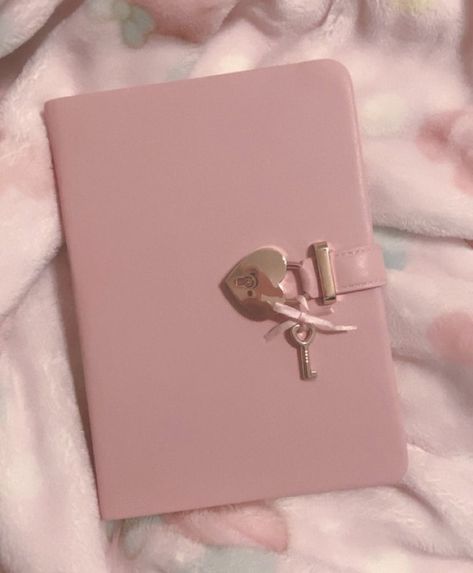 Secret Diary Aesthetic, Pink Diary Aesthetic, Lock Diary, Diary With Lock, Pink Journal, Key Heart, Cute Diary, A5 Journal, Leather Journal Notebook