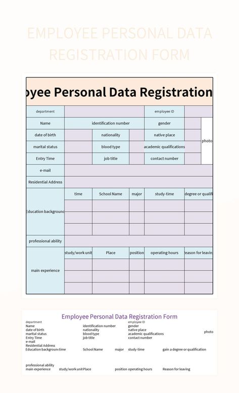 Personal Data Sheet, Movie Night Outfit, Registration Form, Form Template, Excel Templates, Template Google, Google Sheets, Microsoft Excel, Microsoft