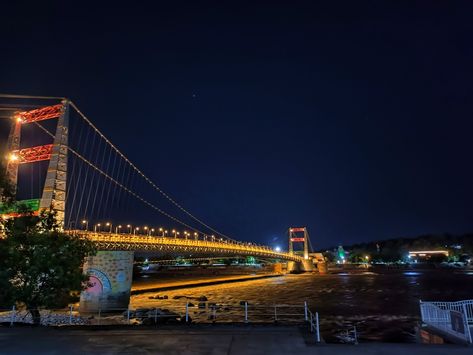 Night view of janki setu bridge in Rishikesh. Rishikesh Night View, Night View, Rishikesh, Bay Bridge, Golden Gate Bridge, Golden Gate, Bridge, Travel, Quick Saves