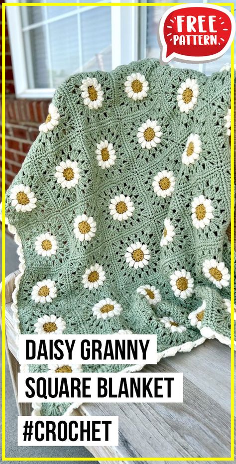 Crochet Flower Granny Square Pattern, Crochet Flower Blanket, Beau Crochet, Crochet Square Blanket, Granny Square Crochet Patterns Free, Crochet Blanket Pattern Easy, Crochet Patterns Free Beginner, Crochet Stitches For Blankets, Confection Au Crochet