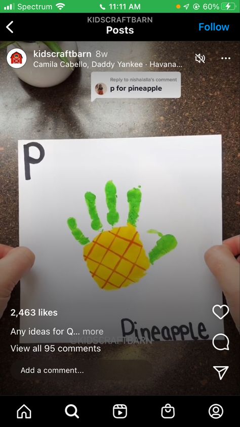 P Is For Pineapple, Hand Alphabet, Handprint Alphabet, Abc Crafts, Baby Art Projects, Creative Kids Crafts, Toddler Arts And Crafts, Baby Learning Activities, Alphabet Crafts