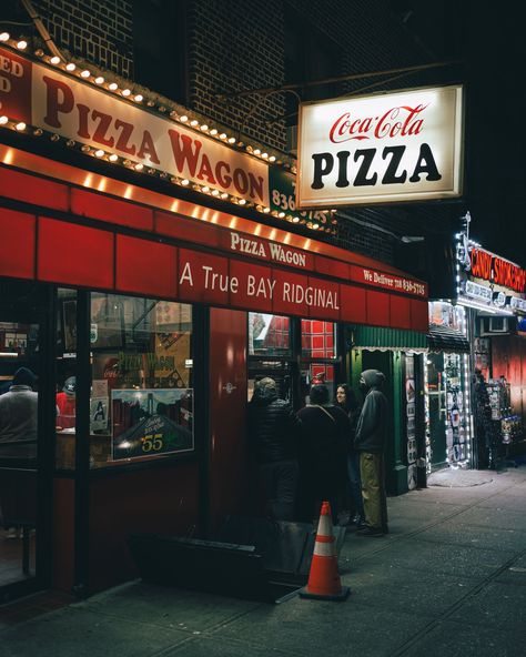 Pizza Wagon vintage sign at night, Brooklyn, New York Delta Green, New York Pizza, Posters Framed, Vintage New York, Brooklyn New York, Vintage Signs, Framed Wall, Coca Cola, Art Home Decor