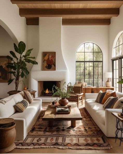 Dreamy Friday Spanish Charm 💭💫 . . . . . . . . . AI Images #interiordesigner #interiordesign #californiainteriordesigner #virtualdesigner #sandiego #sandiegohomes #homediyinspo #homedecorinspo #interiorstylists #springhomedecor #texture #beforeandafter #roomdesign Spanish Style Sitting Room, Kendall Jenner Architectural Digest, South Western Interior Design, Modern Spanish Style Living Room, Spanish Interior Design Living Room, Spanish Style Living Room Decor, Spanish Style Homes Interior, Contemporary Spanish Interiors, Spanish House Interior