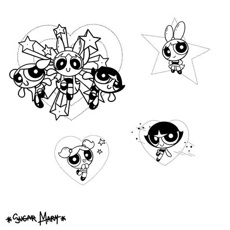 Powerpuff Buttercup Tattoo, Blossom Powerpuff Tattoo, Buttercup Tattoo Design, Powerpuff Tattoo, Buttercup Powerpuff Tattoo, Power Puff Tattoo Ideas, Buttercup Tattoo Powerpuff, Powerpuff Girls Tattoo Siblings, Power Puff Girls Tattoo