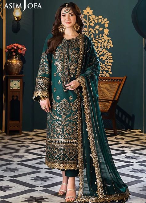 Fasana-E-Ishq By Asim Jofa Eid Luxury Lawn Collection 2024 Asim Jofa, Embroidered Suit, Pakistani Designer Suits, Pakistani Lawn Suits, Shirt Colour, Lawn Dress, Chiffon Collection, Embroidered Sleeves, Lawn Suits