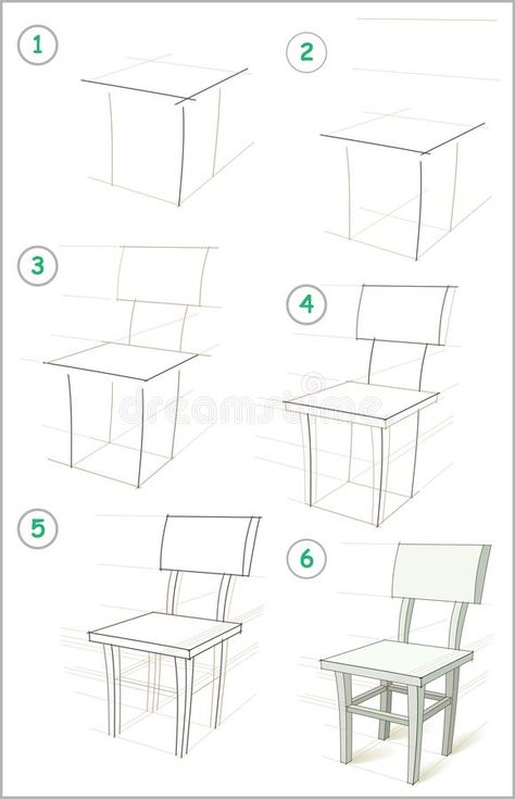 Draw A Chair, Interior Design Sketchbook, Drawing Furniture, Chair Drawing, Furniture Sketch, Furniture Design Sketches, Perspective Drawing Architecture, Architecture Drawing Plan, Perspective Drawing Lessons