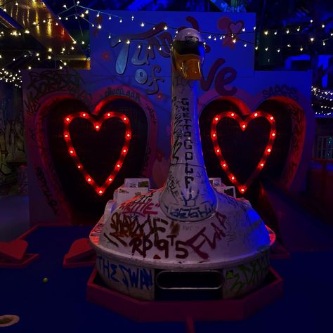 big swan, tunnel of love, ghetto golf Tunnel Of Love Ride, Tunnel Of Love Aesthetic, Tunnel Aesthetic, Miller Grove, Circus Core, Batman Rogues, Carnival Art, Valentines Surprise, Riff Raff