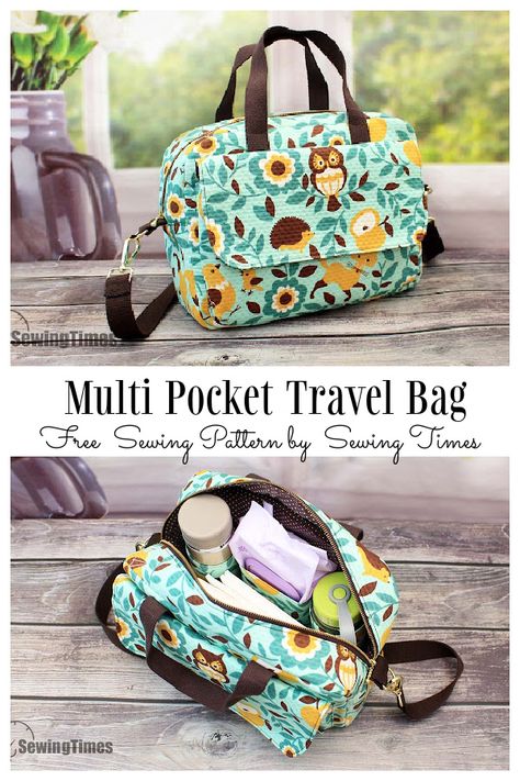 Sewing For Travel, Travel Bag Patterns To Sew, Zipper Tote Bag Pattern Free, Purse Sewing Patterns Free, Sewing Bags Patterns Free, Travel Bag Pattern, Sewing Totes, Bag Free Sewing Pattern, Purse Patterns Free