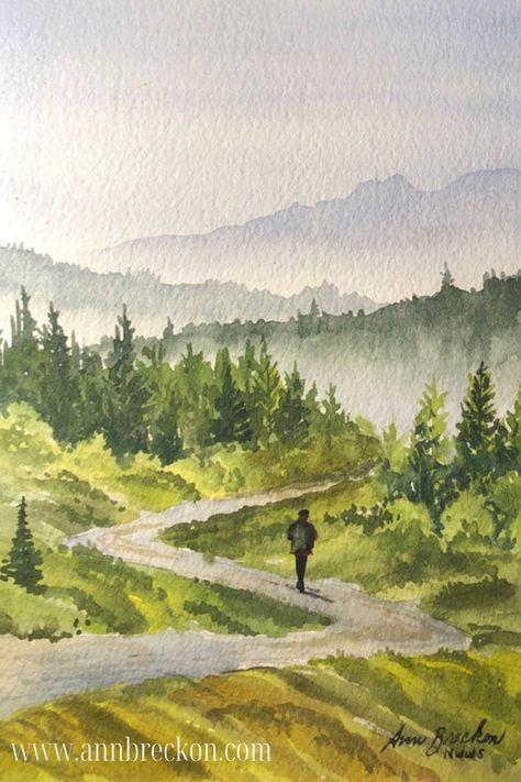 Watercolor Easy Aesthetic, Watercolor Scenery, Watercolor Art Landscape, Canvas For Beginners, Canvas Painting Ideas, Watercolour Inspiration, Easy Canvas Painting, Watercolor Landscape Paintings, Watercolor Art Lessons