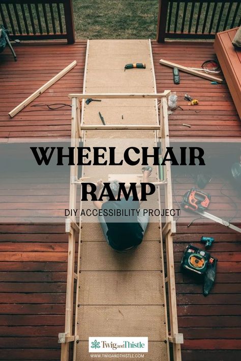 Wheelchair Ramp Wheelchair Ramp Diy, Diy Wheelchair, Deck Diy, Wheelchair Ramp, Deck Ideas, Deck Design, Easy Diy Crafts, Construction Materials, Wheelchair