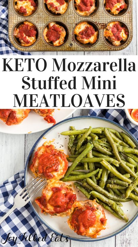 Muffin Tin Meatloaves - Low Carb, Keto, Grain-Free, Gluten-Free, THM S - Muffin tin meatloaves are one of the best things I have eaten in a long time! They are so much faster to make than traditional meatloaf. Plus, they are so juicy and packed with flavors you won't forget. #lowcarb #lowcarbrecipes #lowcarbdiet #keto #ketorecipes #ketodiet #thm #trimhealthymama #glutenfree #grainfree #glutenfreerecipes #recipes #comfortfood #easy #dinner #maincourse #italian #mozzarella #meatloaf Mozzarella Meatloaf, Italian Mozzarella, Traditional Meatloaf, Mini Meatloaves, Low Fat Low Carb, Low Carb Low Fat Recipes, Low Carb Muffins, Boiled Egg Diet Plan, Diet Recipes Easy