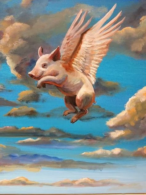 Flying Pigs Art, Pig Artwork, Pig Painting, Pig Drawing, 동화 삽화, Pig Art, Flying Pig, Cute Pigs, Cool Paintings