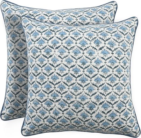 Amazon.com: CPC Throw Pillow Covers for Couch, 18x18 Inch Decorative Couch Pillows for Living Room, 100% Cotton Boho Cute Outdoor Pillows, Flower Pillow Covers or Preppy Throws-Jeans Blue : Home & Kitchen Decorative Couch Pillows, Pillows For Living Room, Denim Pillow, Boho Style Decor, Block Printed Pillows, Vintage Floral Design, Vintage Throw Pillows, Garden Pillows, Decorative Pillows Couch