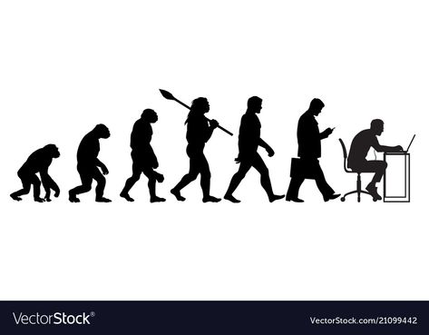 Monkey To Human Evolution, Human Evolution Illustration, Evolution Illustration, Sitting At Computer, Grayson Perry Art, Public Service Advertising, Evolution Artwork, Evolution Of Man, Evolution Art