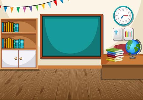 Empty Classroom, Hamster Cartoon, Kindergarten Montessori, Classroom Interior, Unicorn Logo, Classroom Background, Chalkboard Vector, Pastel Sky, Sticker Template