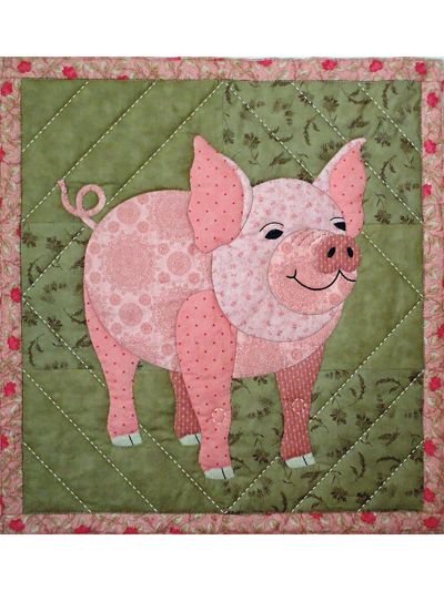 Pippa Pig, Elephant Quilts Pattern, Farm Animal Quilt, Pig Quilt, Wall Quilt Patterns, Pig Crafts, Elephant Quilt, Farm Quilt, Applique Quilt Patterns