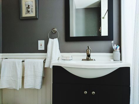 How To Build A Vanity Around A Pedestal Sink, Build Cabinet Around Pedestal Sink, Pedestal Sink Makeover, Pedistal Sink, Paint Bathroom Cabinets, Bear Bathroom Decor, Pedestal Sink Storage, Bathroom Lighting Diy, Pedestal Sink Bathroom